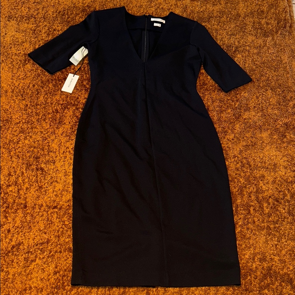 Chic Black Midi Dress with V-Neck